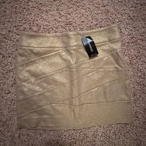 Express Tan Ruched Pencil Mini Skirt